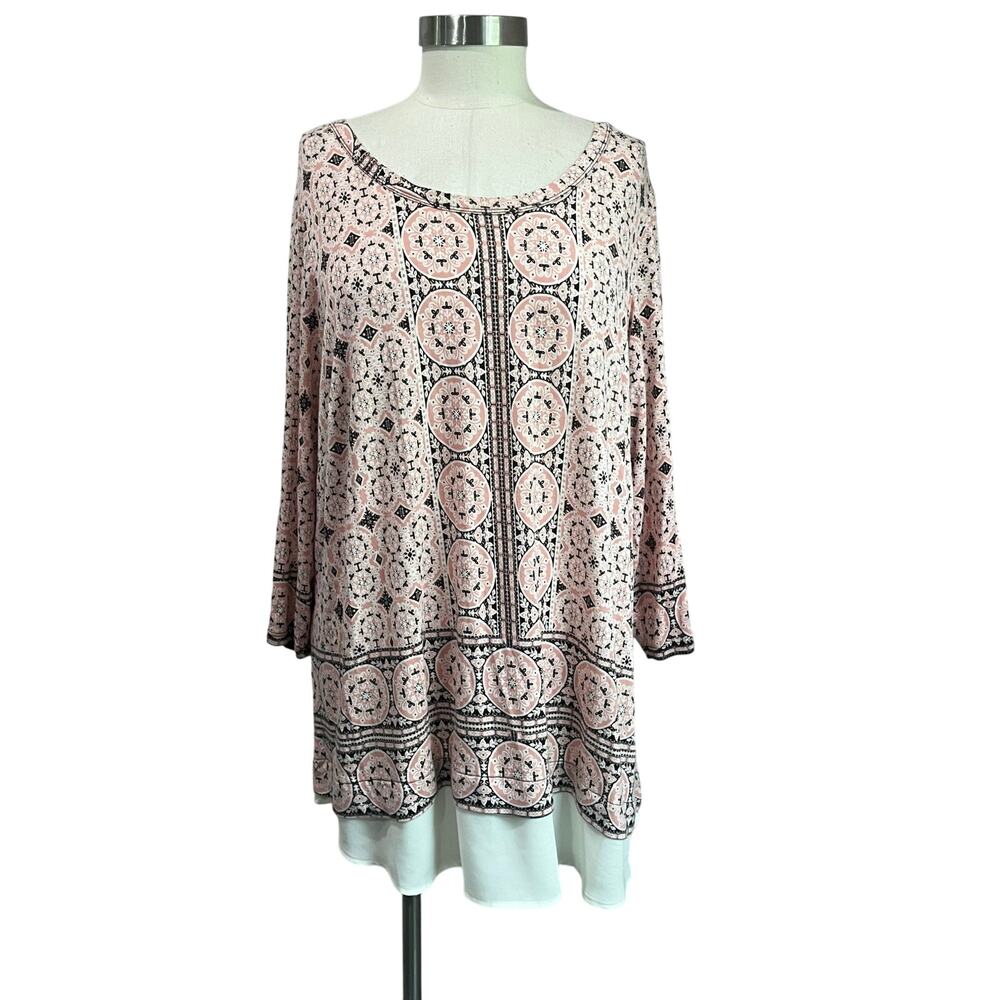 Rose & Olive Scoop Neck Women's Pink Knit Blouse Size 1X